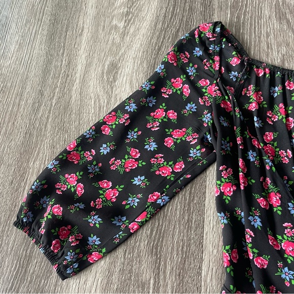 Reformation Black Floral Wrap Dress - Picture 3 of 6